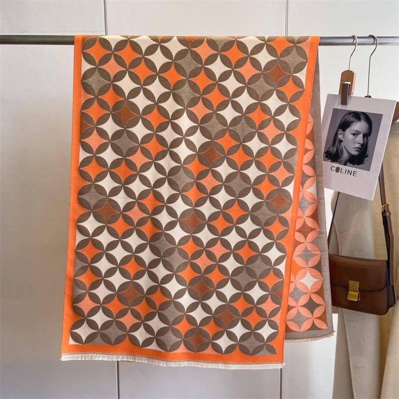 Autumn and Winter Scarf Women's Sparkling Air-conditioned Room Shawl with Thickened Warm Long High-end Imitation Cashmere Scarf