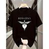 Unisex tričko Bon Jovi s grafikou Vintage rockový styl Měkké a prodyšné Čisté krátkorukávové tričko Pop music Streetwear 2026 Nové léto