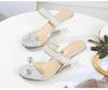 2023 Pearl Slope Heel New Sexy Crystal Transparent High Heels Glass Rhinestone Slope Heel Sandals Female LFD
