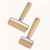 T Shape Wooden Rolling Pin Stainless Steel Dough Roller Dumpling Wrapper Rolling Tool Manual Pastry Roller for Baozi Dumpling Pizza Baking