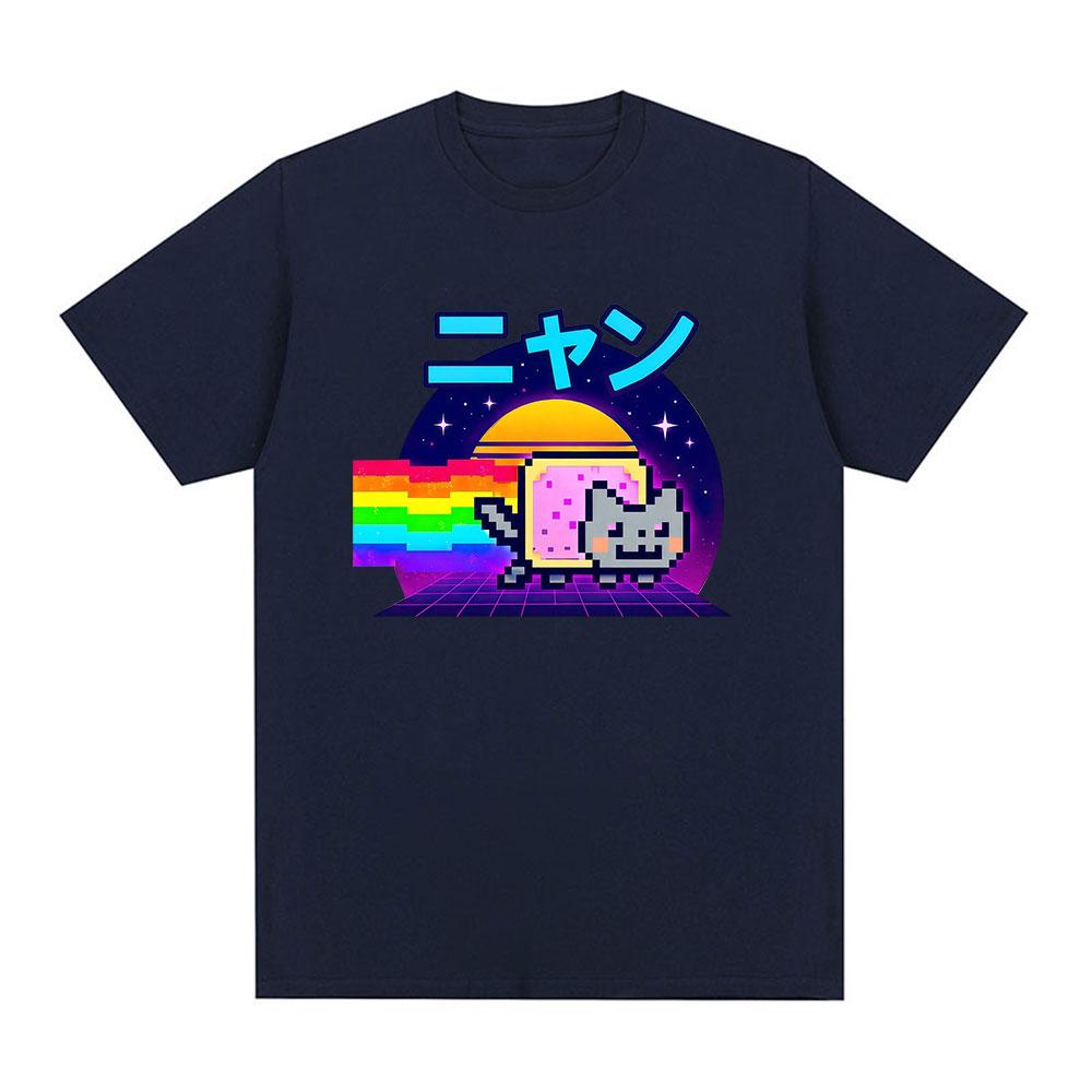 Maglietta Unisex Divertente Meme Gatto Kawaii Nyan Abbigliamento Donna Moda Casual Magliette in Cotone Harajuku Girocollo Maniche Corte T-Shirt