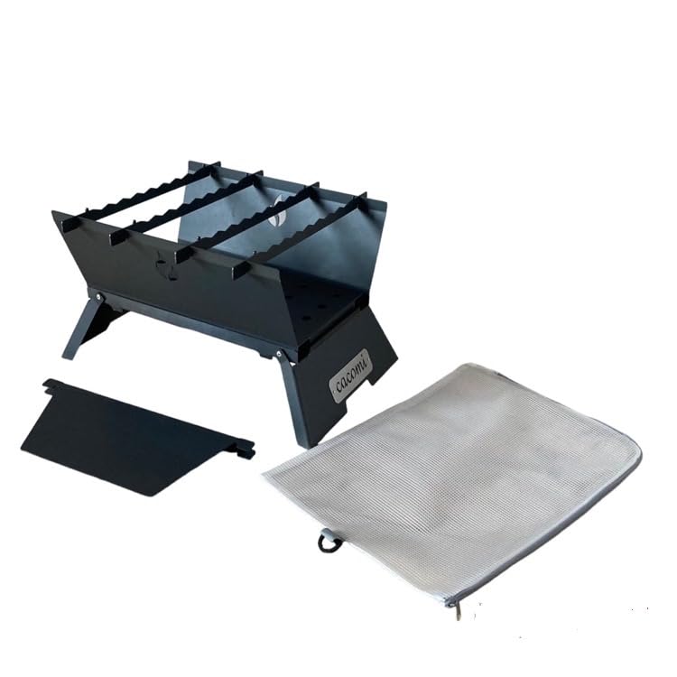 

cacomi Black Hospitality Windproof Plate Made in Japan with Black Campfire Easy Garage BBQ Stove Fire, Award-winning Selection, Set, Iron, Stove,