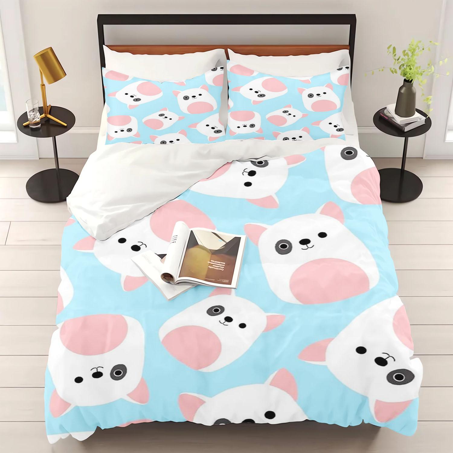 Детский комплект постельного белья с изображением кошки и пододеяльником, с рисунком «Горячая кровь», удобный и дышащий, идеально подходит для подростков. 135x200cm