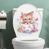Self-adhesive Cat Wall Decals Waterproof Cartoon Bathroom Mural Cat Toilet Sticke  Toilet Lid