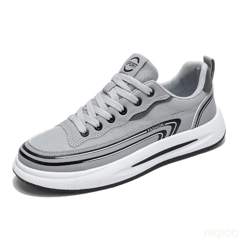 Schnürschuhe Rutschfeste Sneaker Sommer Herren Freizeitschuhe Reine Farbe Atmungsaktives Mesh Outdoor Leichte Sportschuhe