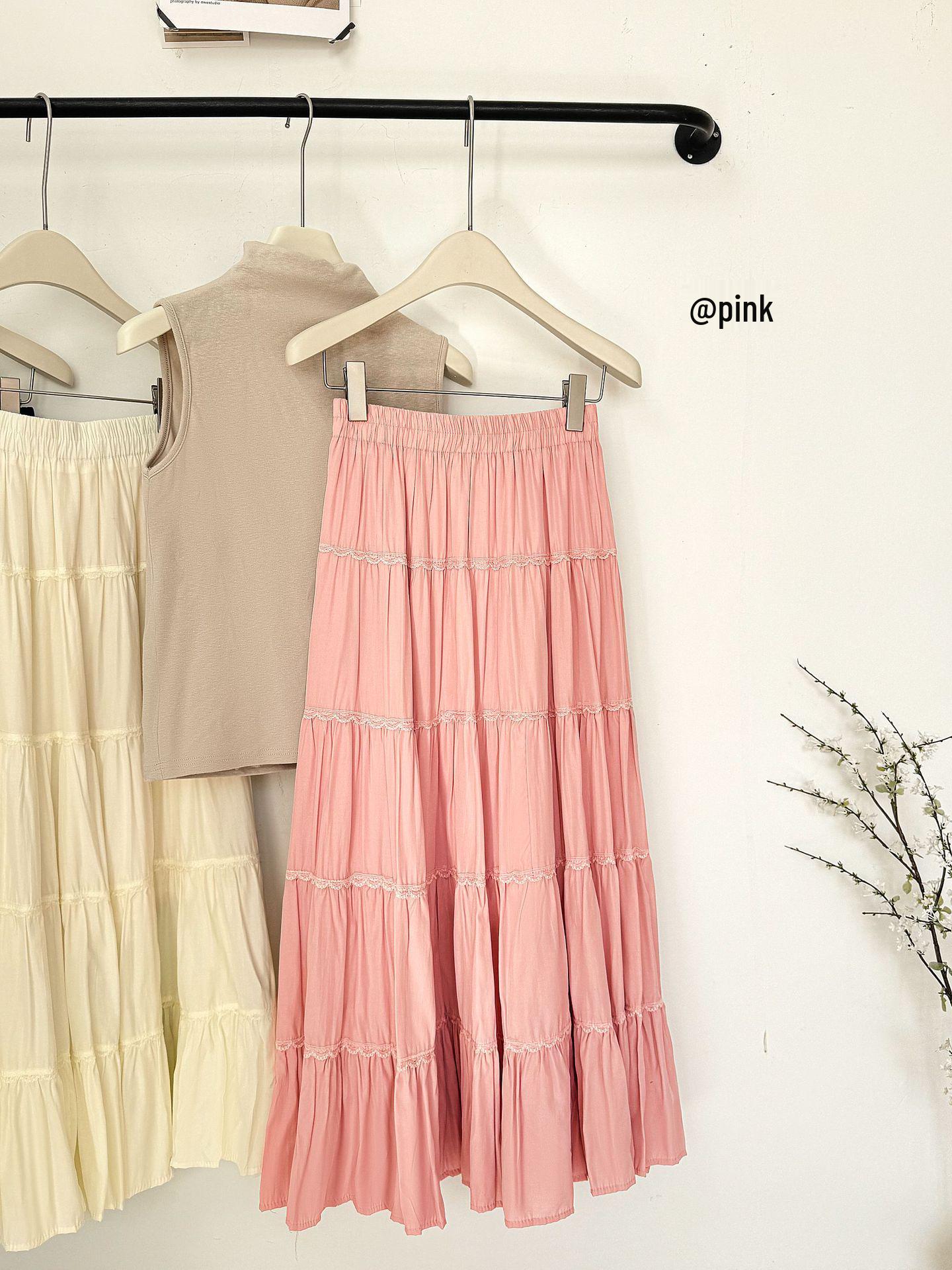 

Blue Korean-Style A-Line Puff Skirt - High Waist, Mid-Length, for Spring/Summer 2026 One Size рожевий