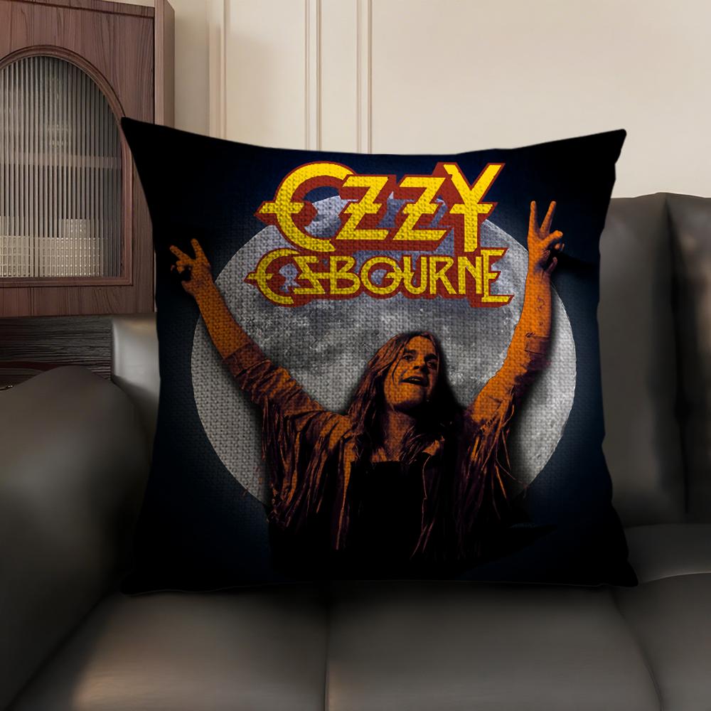 LOGO OOzzy Osbourne Cushion Cover Natural Linen Organic Fabric DoubleSided Printing Sofa Home Decor Gift Pillow Case