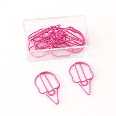 20PCS Ice cream cone shaped paperclip pink decorative bookmark colorful cute student stationery paperclip