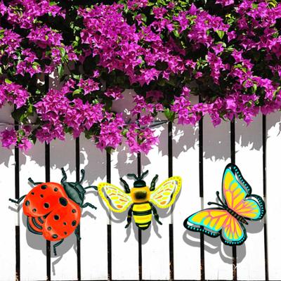 3PCS Metal Outdoor Wall Decoration Insect  Decoration Ornaments