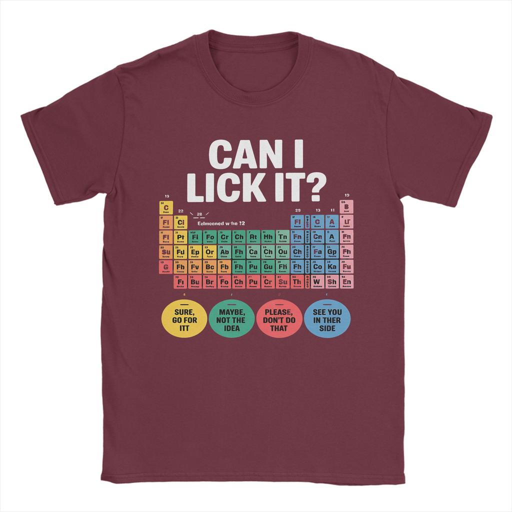 Periodic Table Can I Lick It 100 Days of School  T-Shirt Men Women  Casual Cotton Tee Shirt O Neck T Shirt Plus Size Clothes