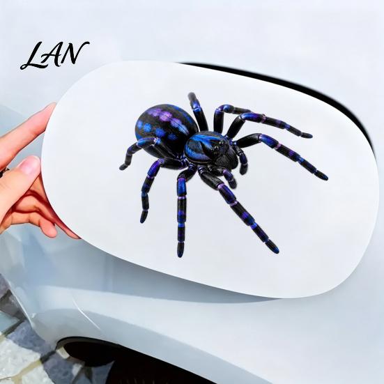Removable PVC Decal Halloween Spider Decorative Sticker for Car, Broken Hole Effect Dog Cat Owl Self-Adhesive Sticker, Waterproof Holiday Party