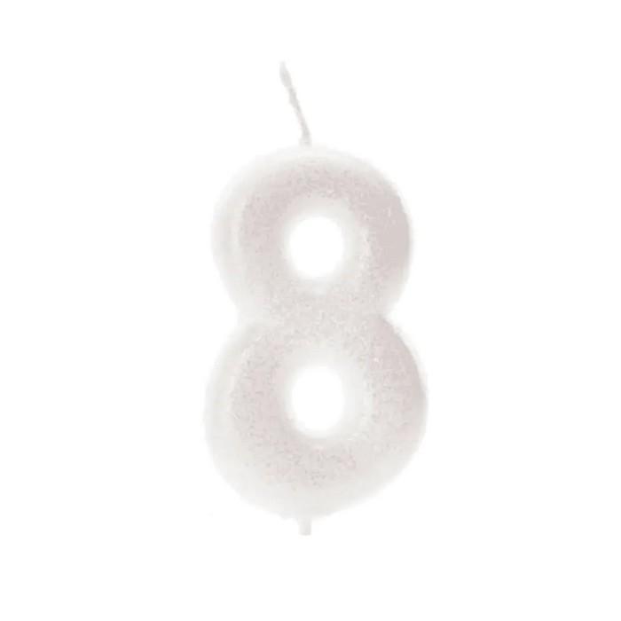 Anniversary House Glitter Iridescent 8th Birthday Candle