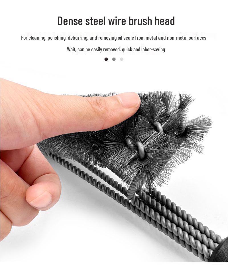 18-Inch Triple-Head Steel Wire BBQ Grill Cleaning Brush