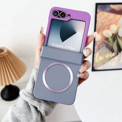 Funda Magnética de Plástico con Protección de Bisagra para Teléfono Samsung Galaxy Z Flip 6 5 4 3 Flip6 Flip5 Flip4 Flip3 5G Cubierta a Prueba de Golpes