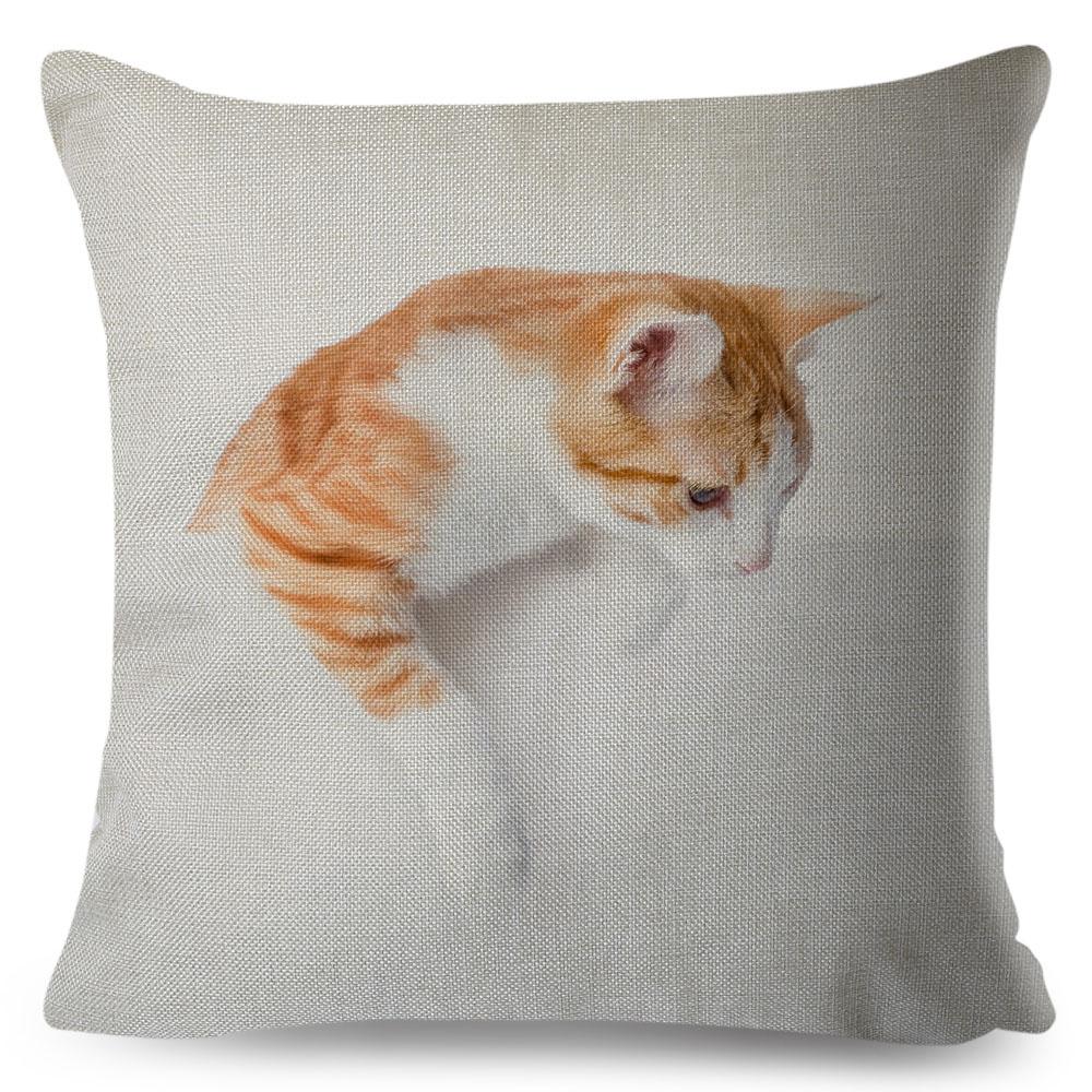Cute Cat Pillowcase Decor Lovely Pet Animal Print Cojines Cushion Cover Polyester Pillow Case for Home Sofa Children Room 45x45