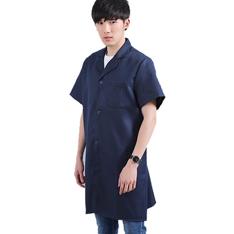 Unisex Dustproof Blue Workwear Robe with Printing & Embroidery