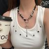 Punk Hip-hop Sliver Color Redemption Thorn Holy Sword Pendant Black Rope Chain Necklace for Women Hot Girl Personality Jewelry
