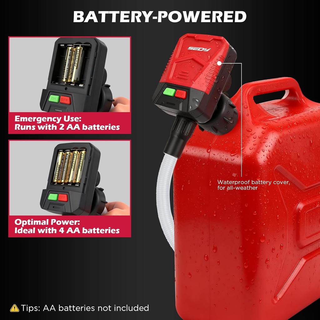 Automatic Fuel Transfer Pump With Auto-Stop Sensor(3.2 GPM), Battery Operated Gas Can Pump With 3 Can Adapters, Extra Long Hose, Portable Fuel Pump