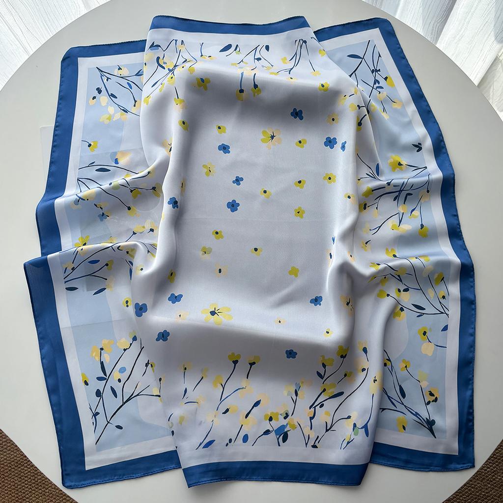 Fashion Imitation Silk Square Scarf For Women Floral Printed Scarves Bandanas Luxury Hijab Neckerchief Elegant Shawl Wraps