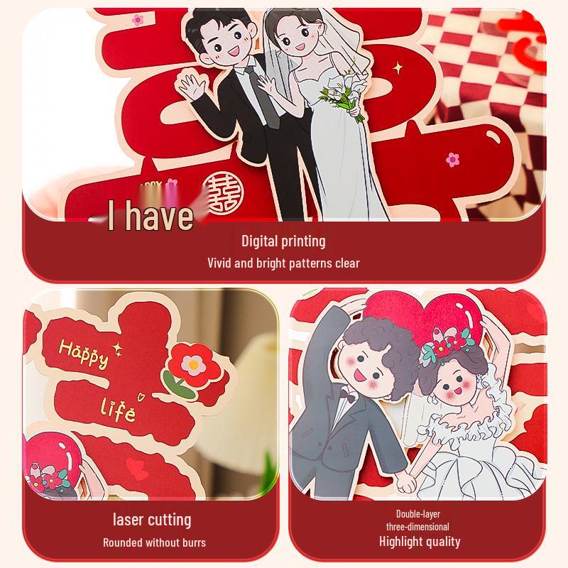 3D Double Happiness Sticker for Wedding Room & Bedroom Decoration
