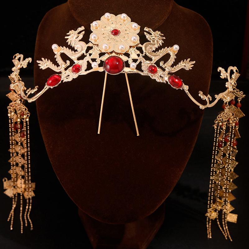 Quasten-Stirnband Hanfu Haarschmuck Kronen Tiaras Hochzeitsfeier Braut-Kopfschmuck Für Xiuhe-Kleid