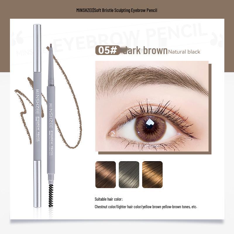 Mingxi Zhi Double-Ended Ultra-Fine Waterproof Eyebrow Pencil - Long-Lasting, Natural, Easy Color, Beginner-Friendly.