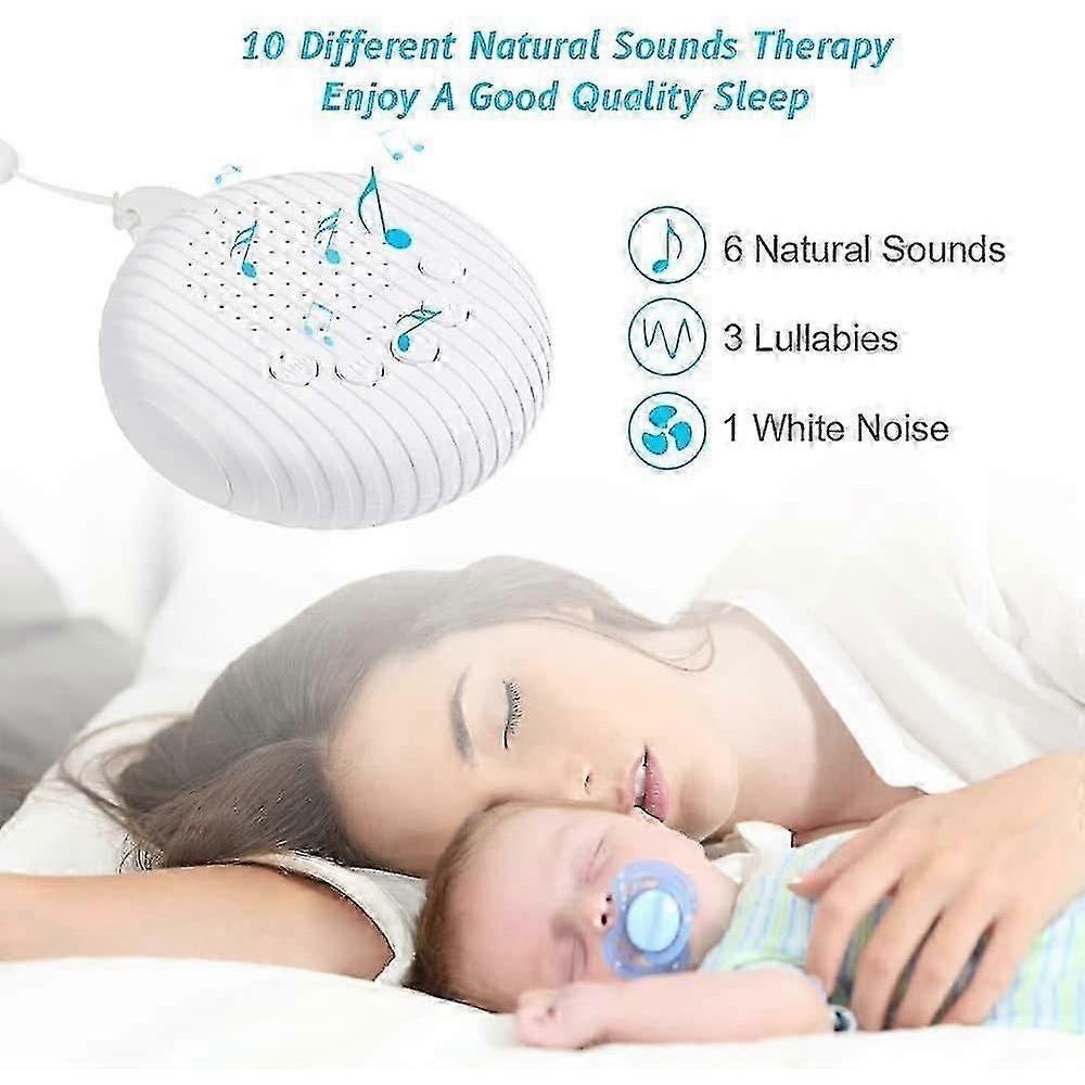 White Noise Machine 10 Soothing Natural Sound Therapy Portable Sleep USB Recharg