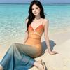 Vacation Gradient Super Attractive Sexy Girl Fashion Camisole Dress for Women, 2026 Summer New Color Hollow Long Dress