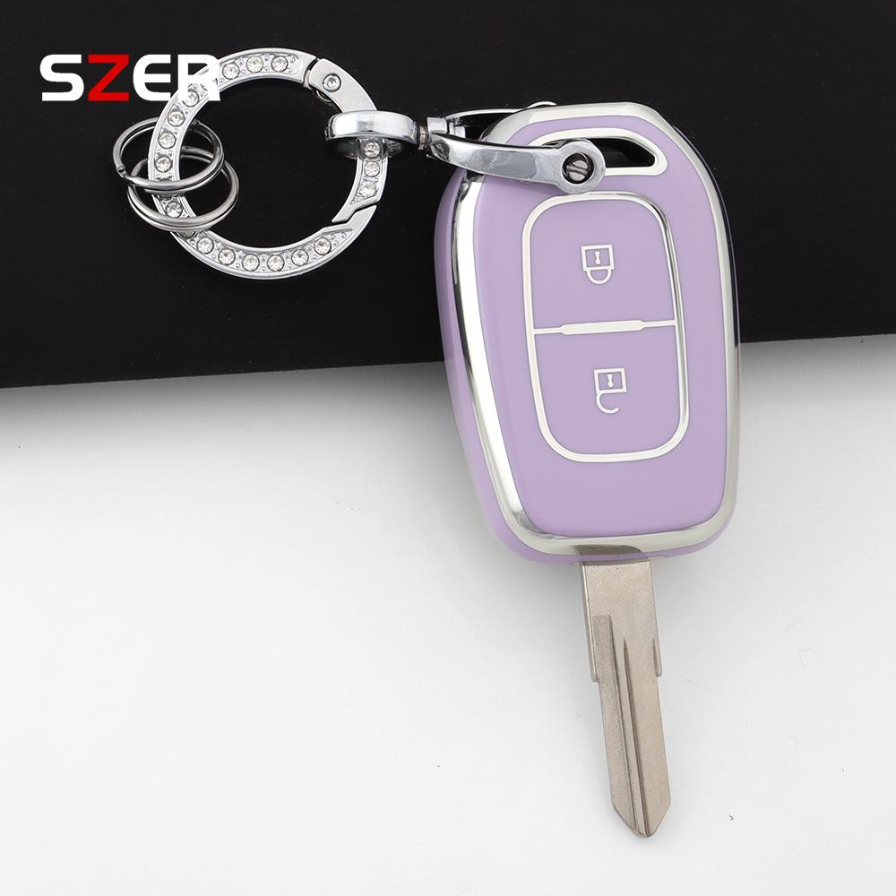2 Buttons Tpu Key Case Cover Holder Keychain For Renault Duster Dokker Logan Stepway Clio 5 Ss2 For Dacia Sandero Stepway Logan