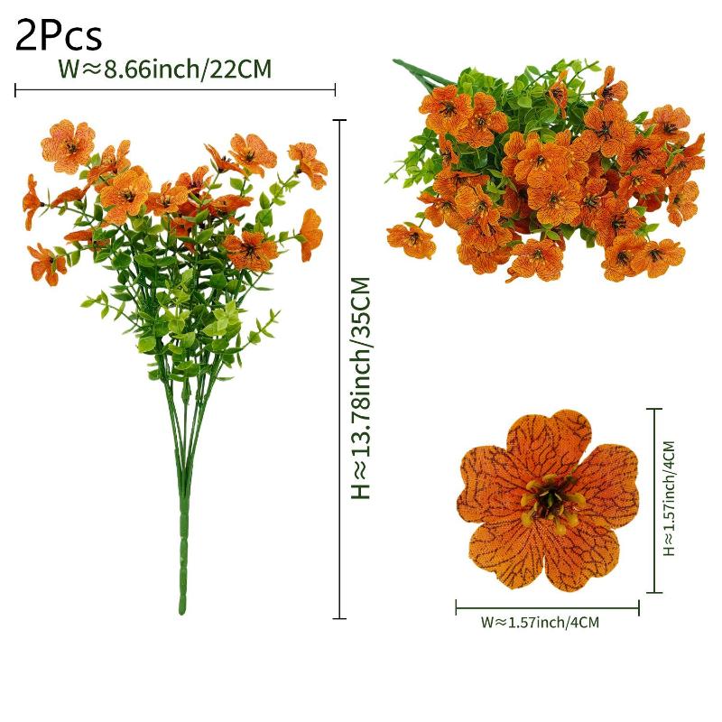 2Pcs Artificial Violet Flowers Faux Silk Bouquets Realistic Fake Plants for Living Room Home Wedding Event Table Decor