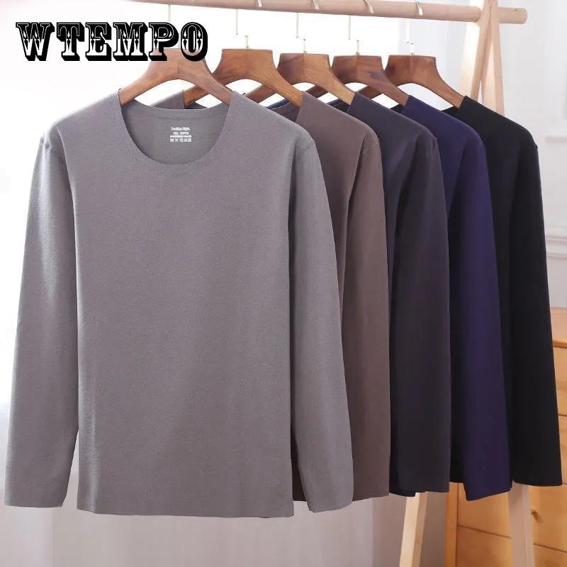 

Бесшовная теплая футболка Fever с длинными рукавами, мужская осенне-зимняя рубашка с бархатной подкладкой и круглым вырезом, топ