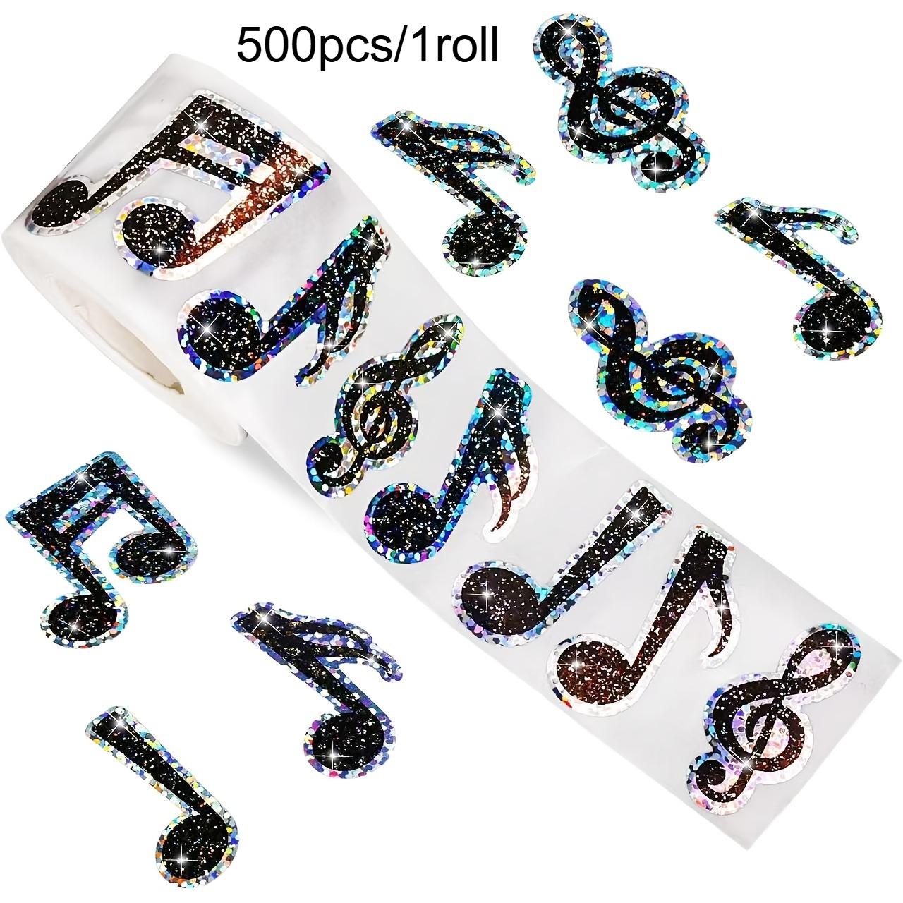 

500pcs/1roll Creative Laser Black Shiny Musical Note Reward Decals Decoration Irregular Stickers DIY Craft Scrapbooking Stickers