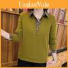 Autumn Plaid Patchwork Polo Shirt For Middle Aged Women Casual Office Wear