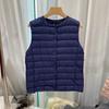 Gilet Imbottito in Piuma d'Anatra Bianco Leggero da Donna Senza Maniche Colletto a V Convertibile Gilet Imbottito Strato Interno Caldo Gilet Invernale