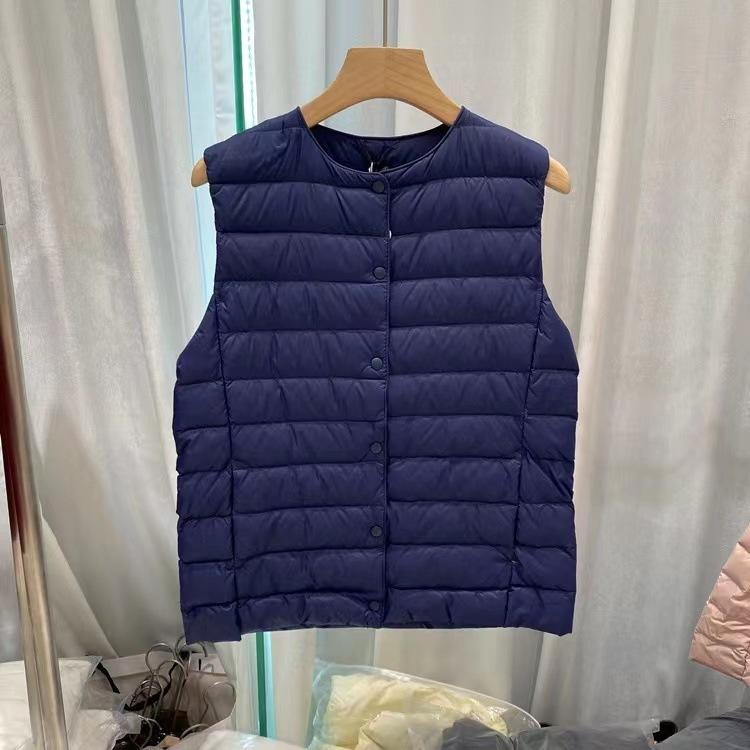 Gilet Imbottito in Piuma d'Anatra Bianco Leggero da Donna Senza Maniche Colletto a V Convertibile Gilet Imbottito Strato Interno Caldo Gilet Invernale