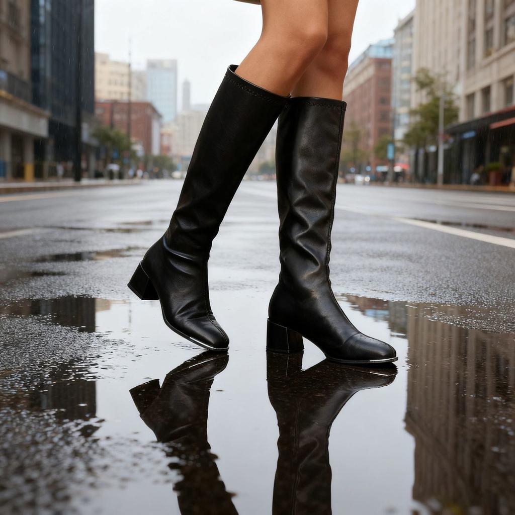 French thick heel square head thin fashion knight boots women's 2025 autumn and winter new high tube but knee large size boots