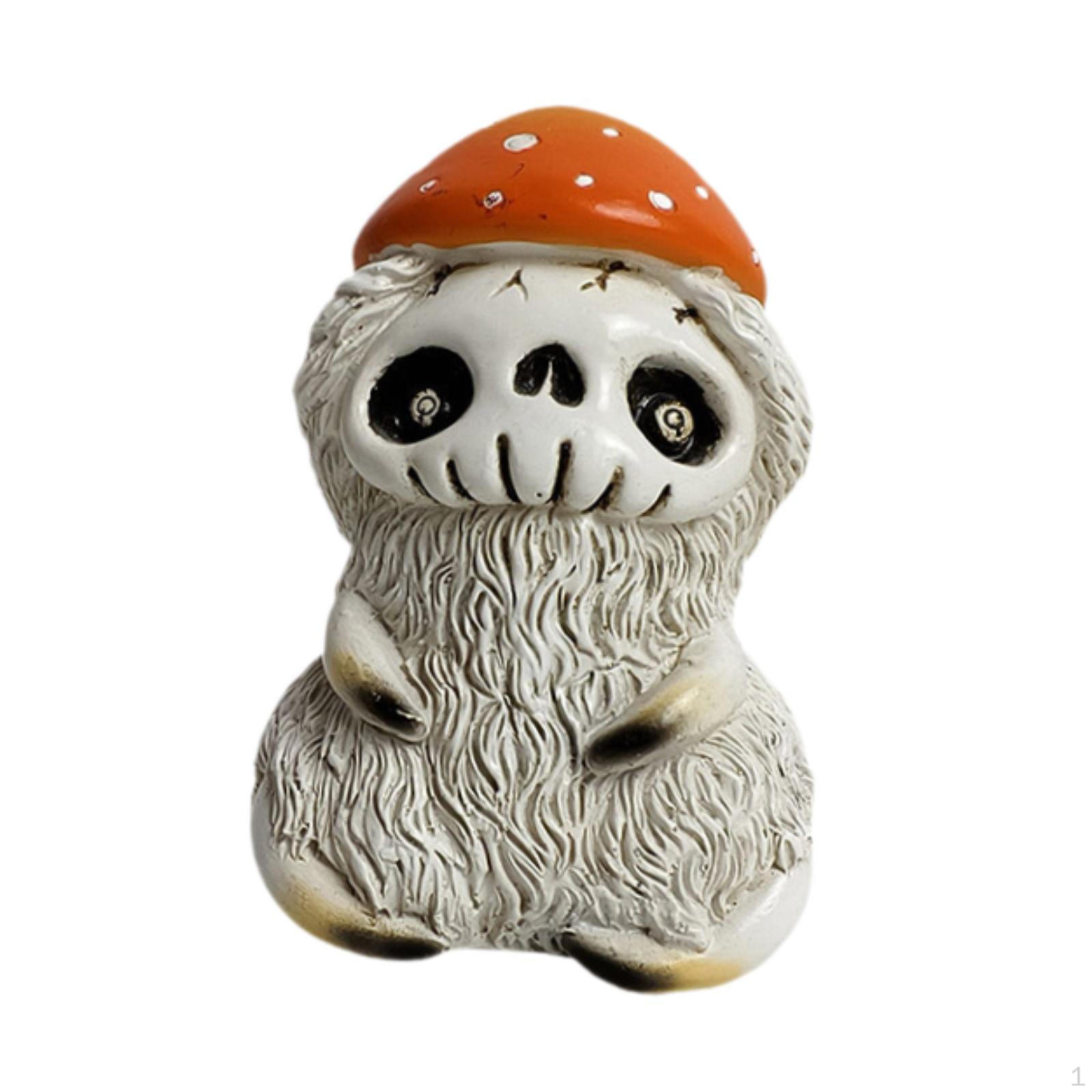 

Фигурка скелета с головой гриба, украшение на Хэллоуин, центральный элемент, сувенир для вечеринки, маленькая скульптура для оранжевый