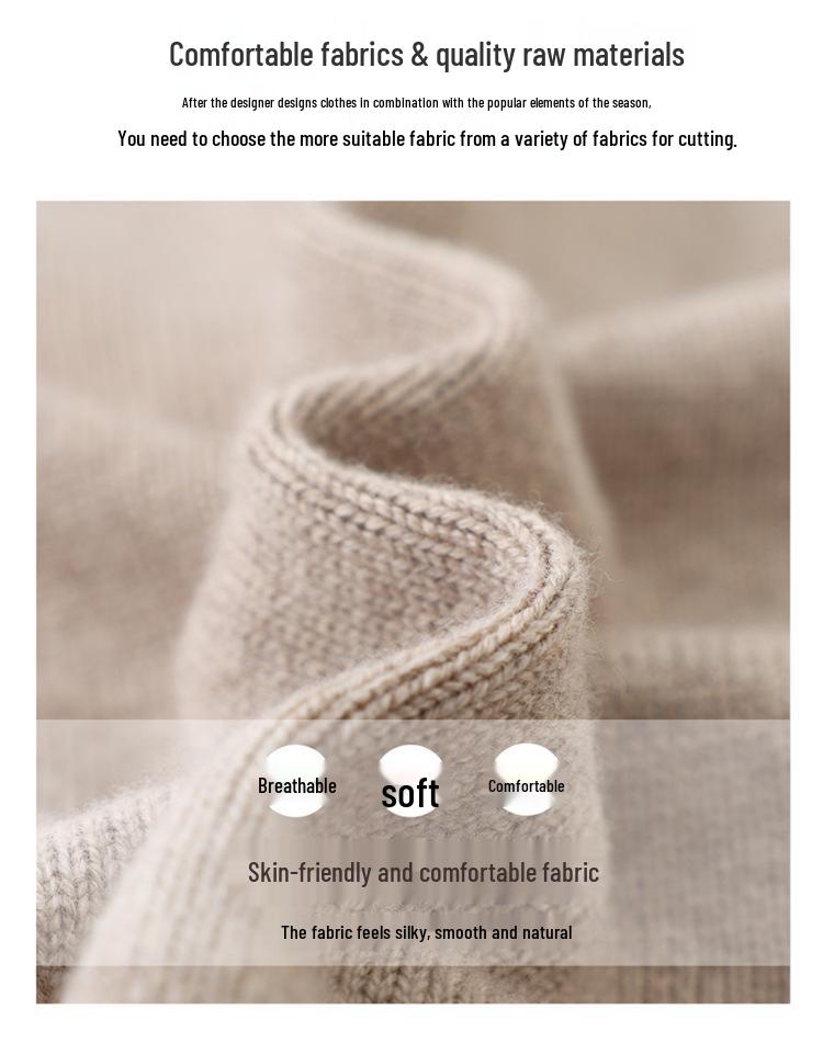 Autumn/Winter 100% Wool Knit Base Layer Sweater for Mid-Aged & Elderly Women - Thick, Warm, Inner Wear