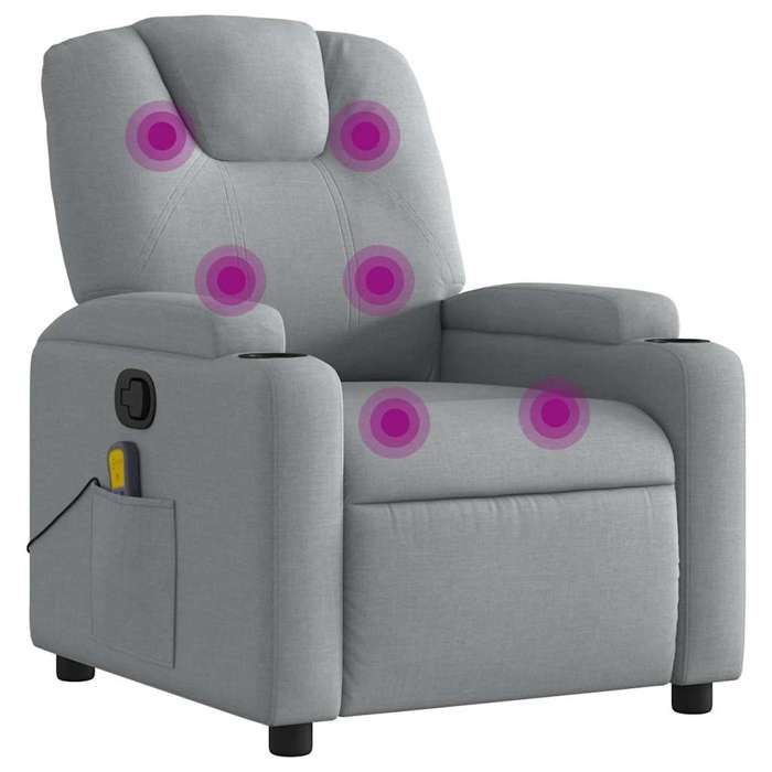 VidaXL Fauteuil de massage inclinable Gris clair Tissu 372377