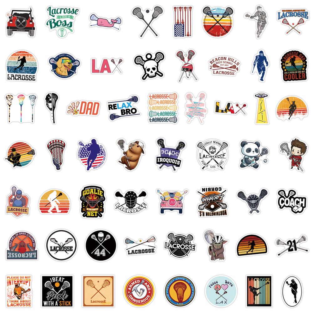 55 Cross-border Lacrosse Cartoon Graffiti Stickers for Water Cups and Computers - Waterproof and Creative Decoration.