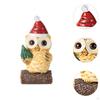 Christmas Owl Sculpture Big Eyes Statue with Light House Decor Craft Figurine for Desktop