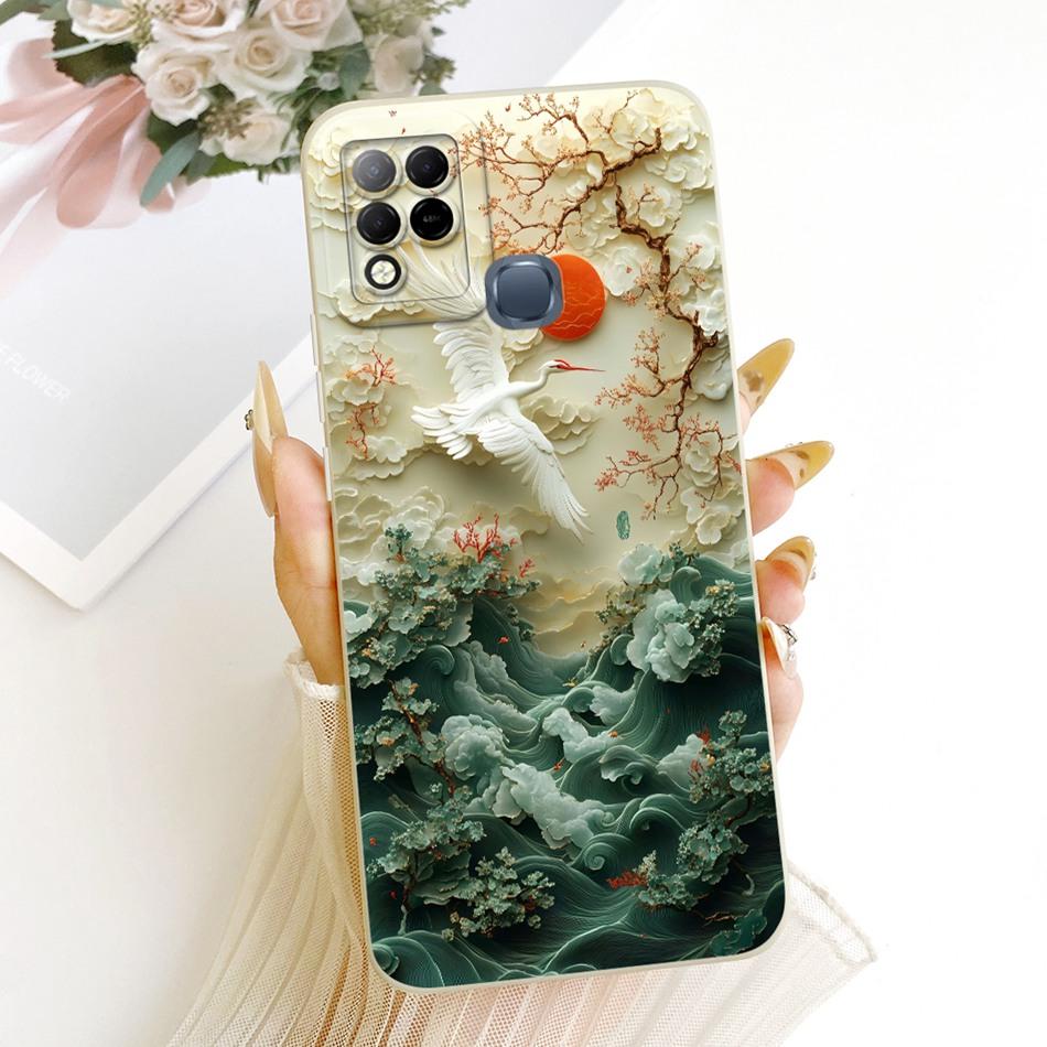 For Infinix Hot 10T 10S NFC 10i X659B X658E X689 X689C Cute Cat Flower Butterfly Cartoon Shockproof Soft Silicone Phone Case