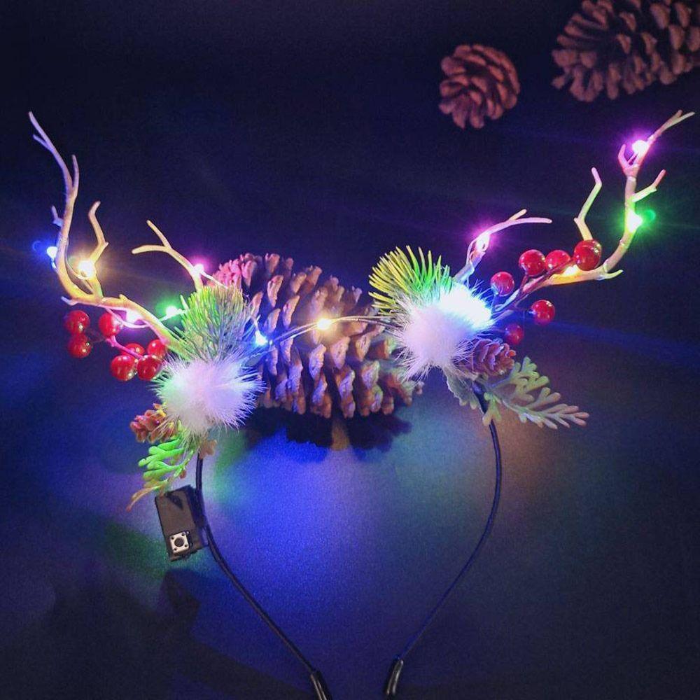 Bandeau Perle Couronne Fleur Lumineux Bandeau Guirlande LED Lumineuse Décoration Fête de Noël