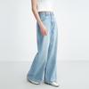 Leting Rhinestone High-Waist Washed Straight-Leg Jeans