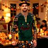 Men's Long Sleeve Shirt with Halloween Print Pattern for Casual Wear