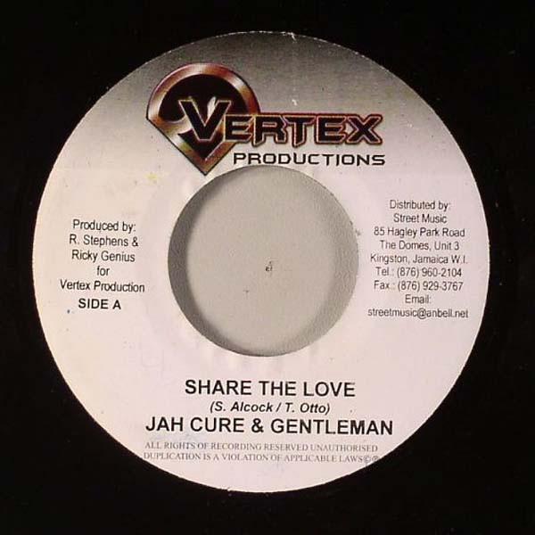 

7-дюймовая пластинка JAH CURE & GENTLEMAN - Share The Love NONE Vertex Producti 2006 Ямайка Регги, Ска и Даб Б/У