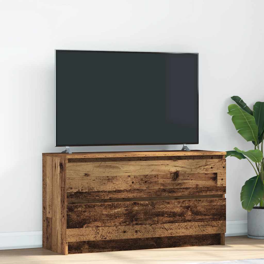 TV Cabinet In Rustic Wood Look 100 X 35 X 54 Cm Engineered Wood
