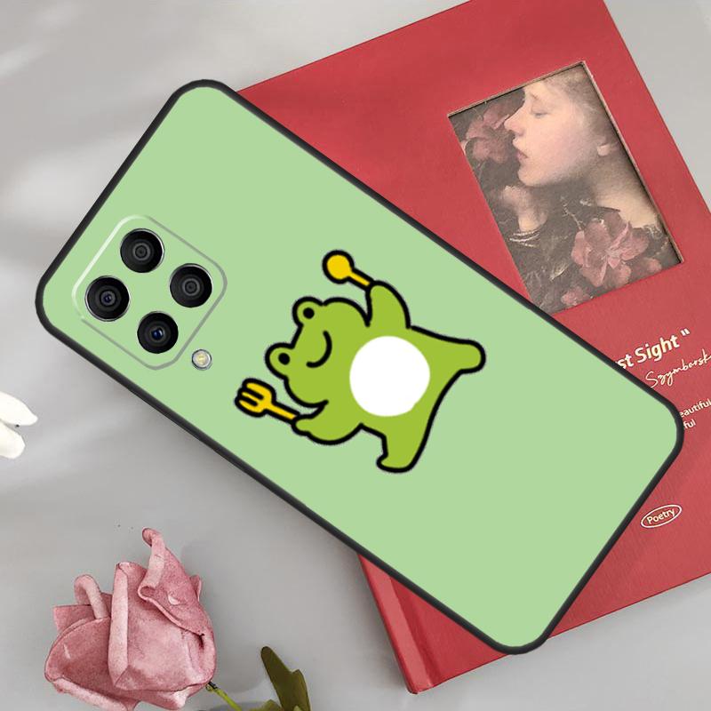 Mint Green Funny Frog Case For Samsung Galaxy M33 M15 M55 M13 M23 M53 M31 M51 M14 M34 M54 M20 M30s M32 M52 Cover