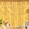 3x3m Copper Wire String Curtain Lights, USB Powered, 8-Function Remote, Waterproof, Multi-Color, for Weddings & Christmas Decoration.