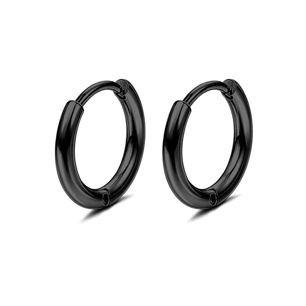 Set di 2 orecchini a cerchio pendenti con catena lunga a croce in acciaio inossidabile per uomo donna Regali Tono Nero/Argento